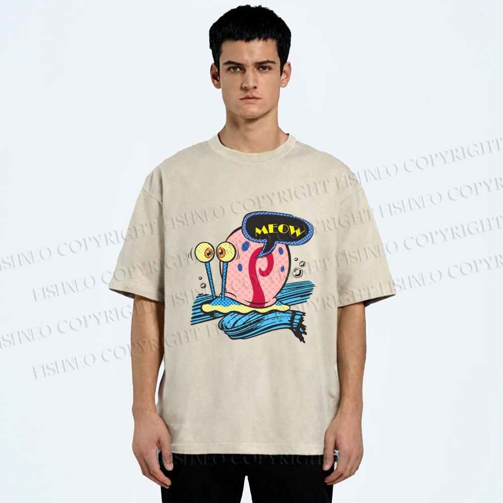 Unisex SpongeBob Gary the Snail Printed Washed Tee