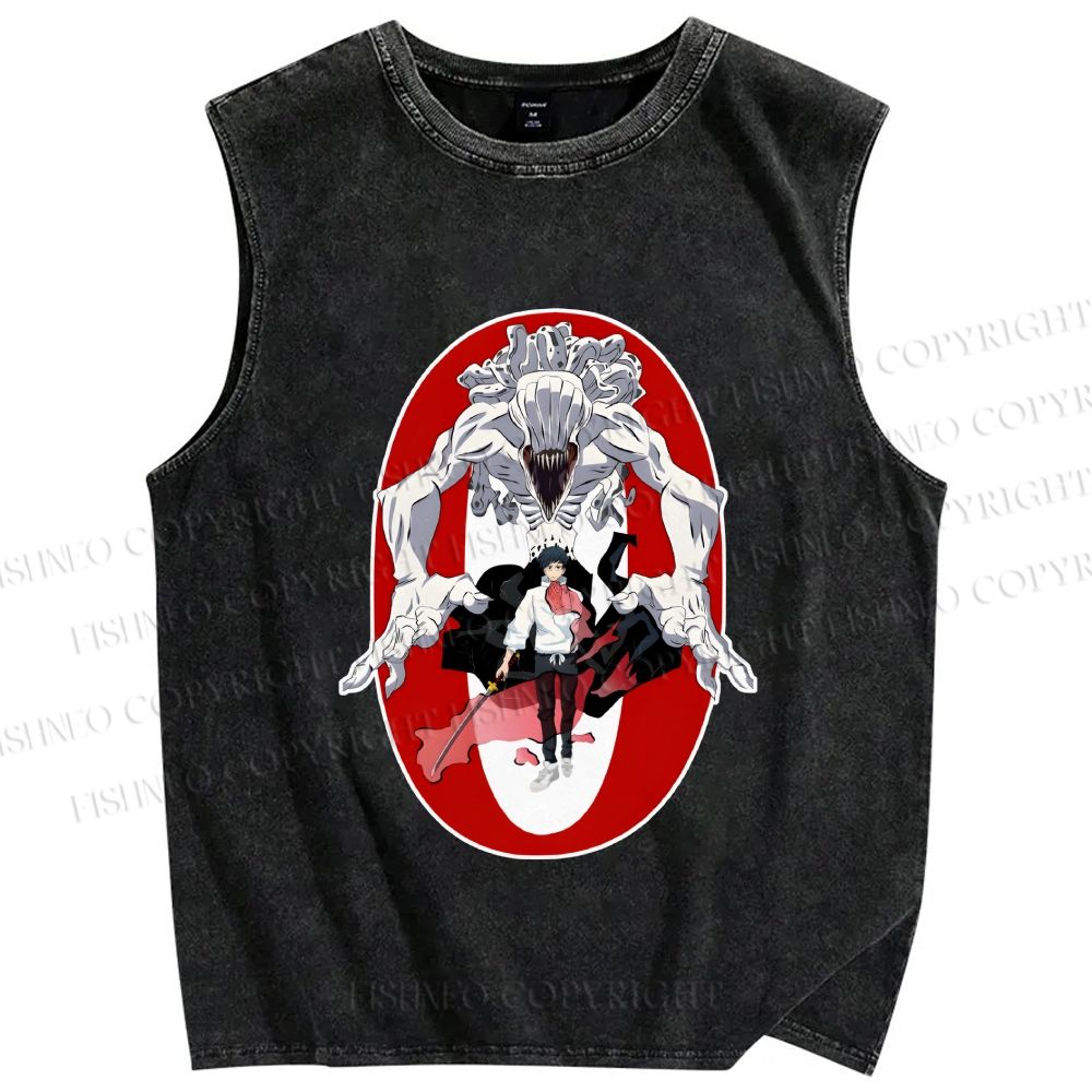 Unisex Jujutsu Kaisen: Etsukuyata Printed Washed Tank Top