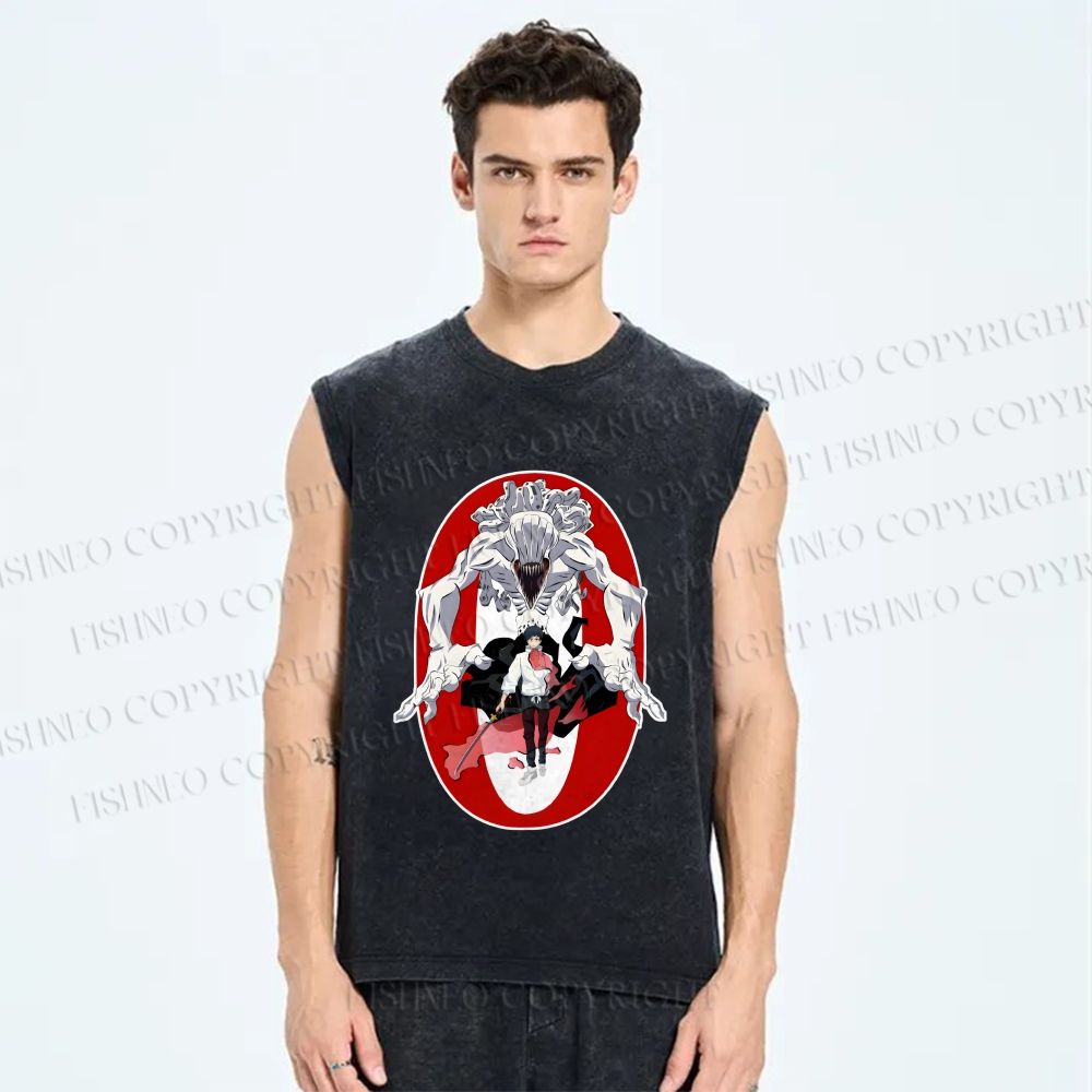 Unisex Jujutsu Kaisen: Etsukuyata Printed Washed Tank Top
