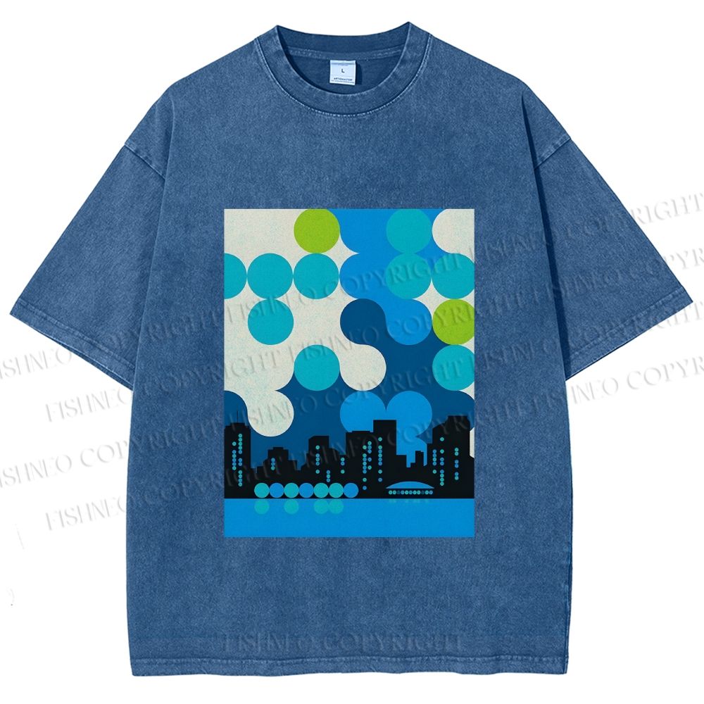 Unisex Bauhaus City Printed Washed Tee