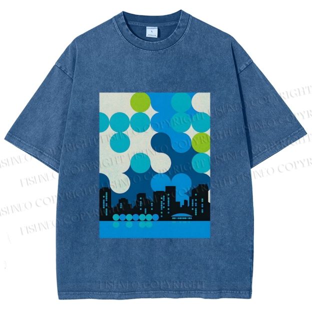 Unisex Bauhaus City Printed Washed Tee