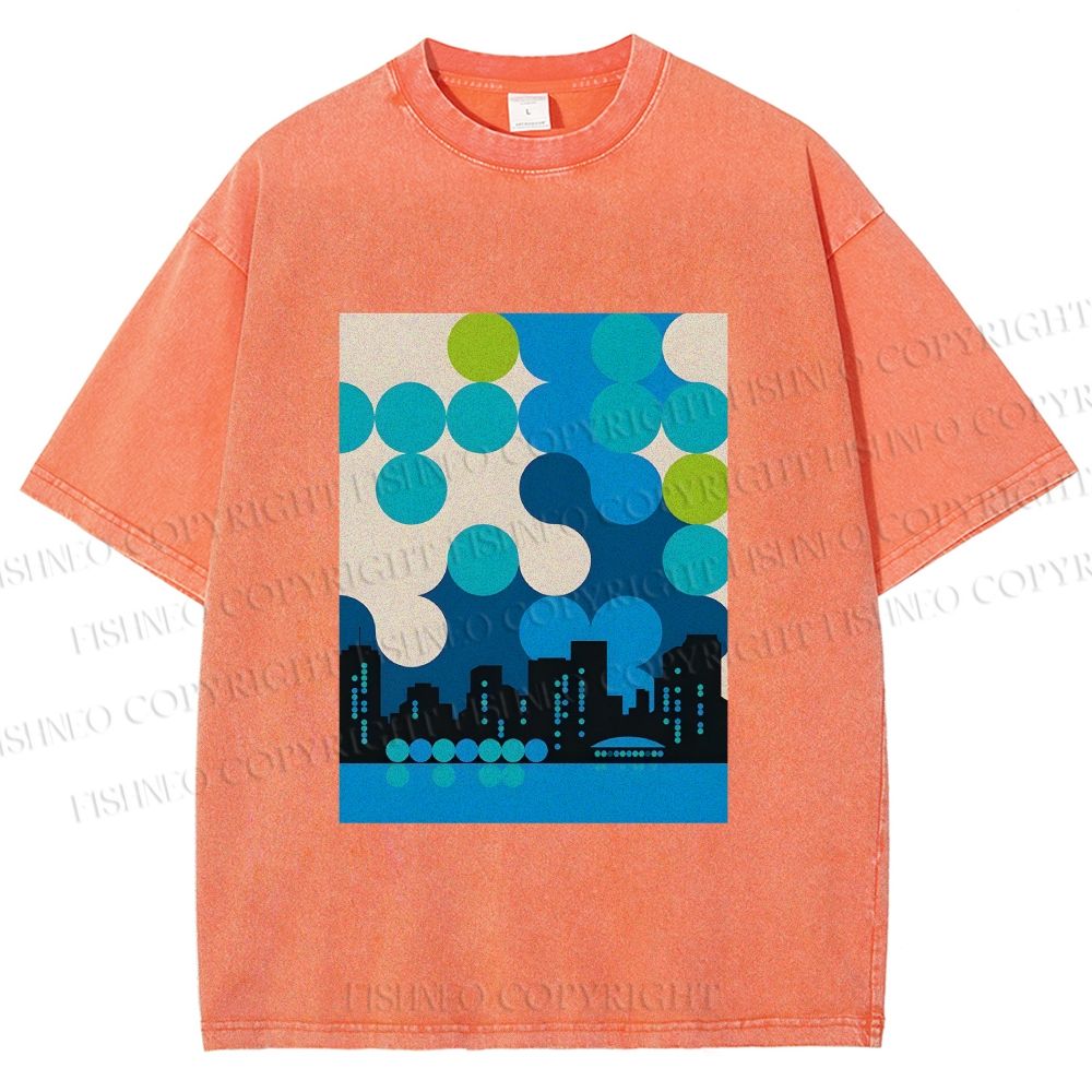 Unisex Bauhaus City Printed Washed Tee