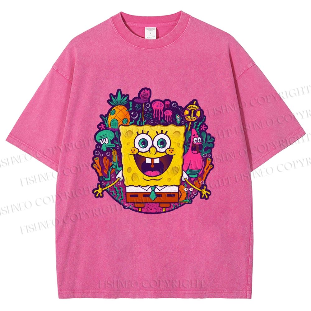 Unisex Sponge Bob Printed Washed Tee