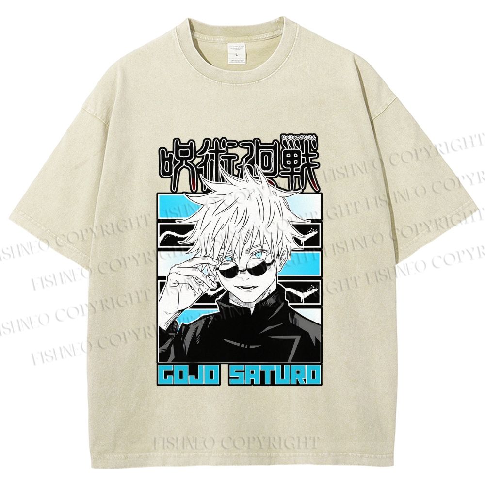 Unisex Jujutsu Kaisen Gojo Satoru Printed Washed Tee