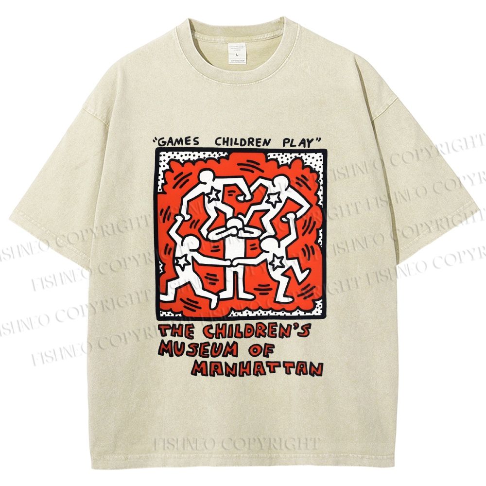 Unisex Keith Haring Children's Game Printed Washed Tee