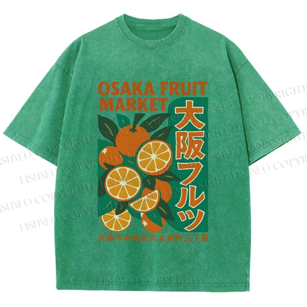 Unisex Osaka Fruit Market Printed Washed Tee