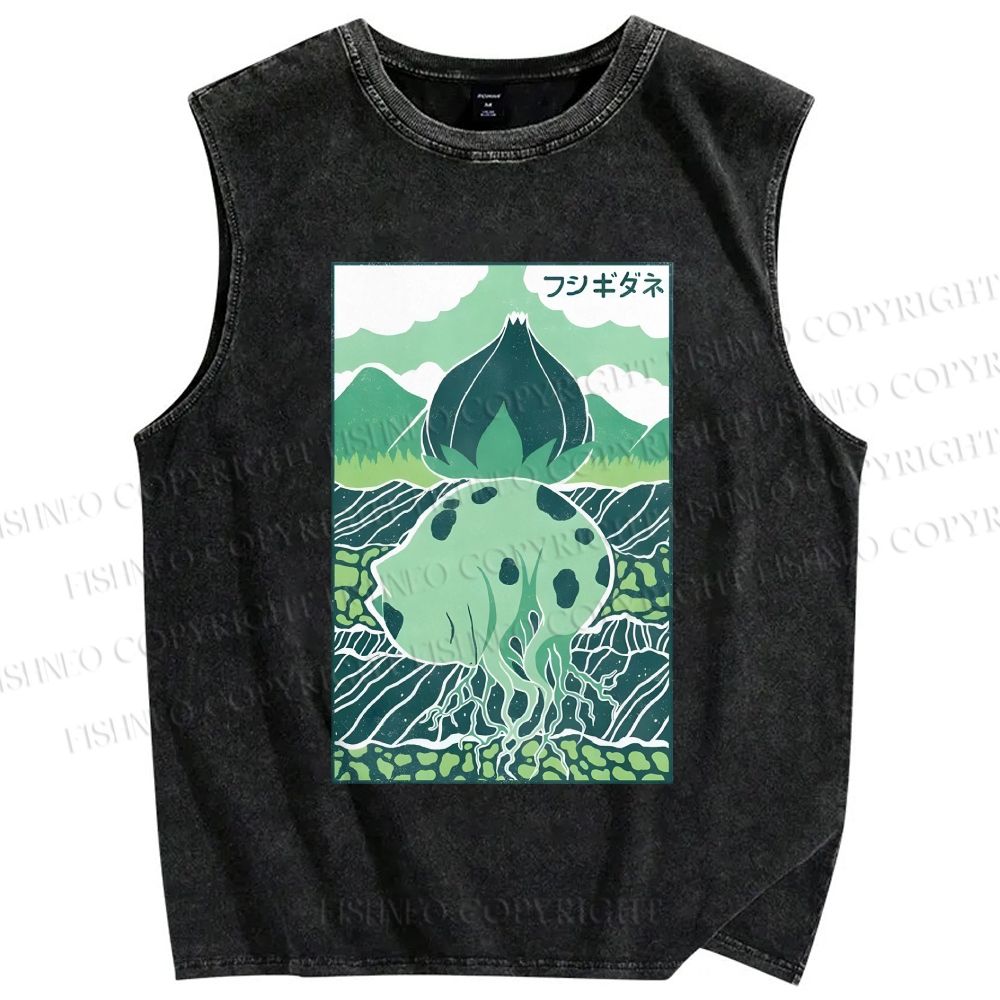 Unisex Camiseta Bulbasaur Printed Washed Tank Top
