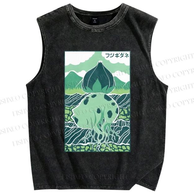 Unisex Camiseta Bulbasaur Printed Washed Tank Top