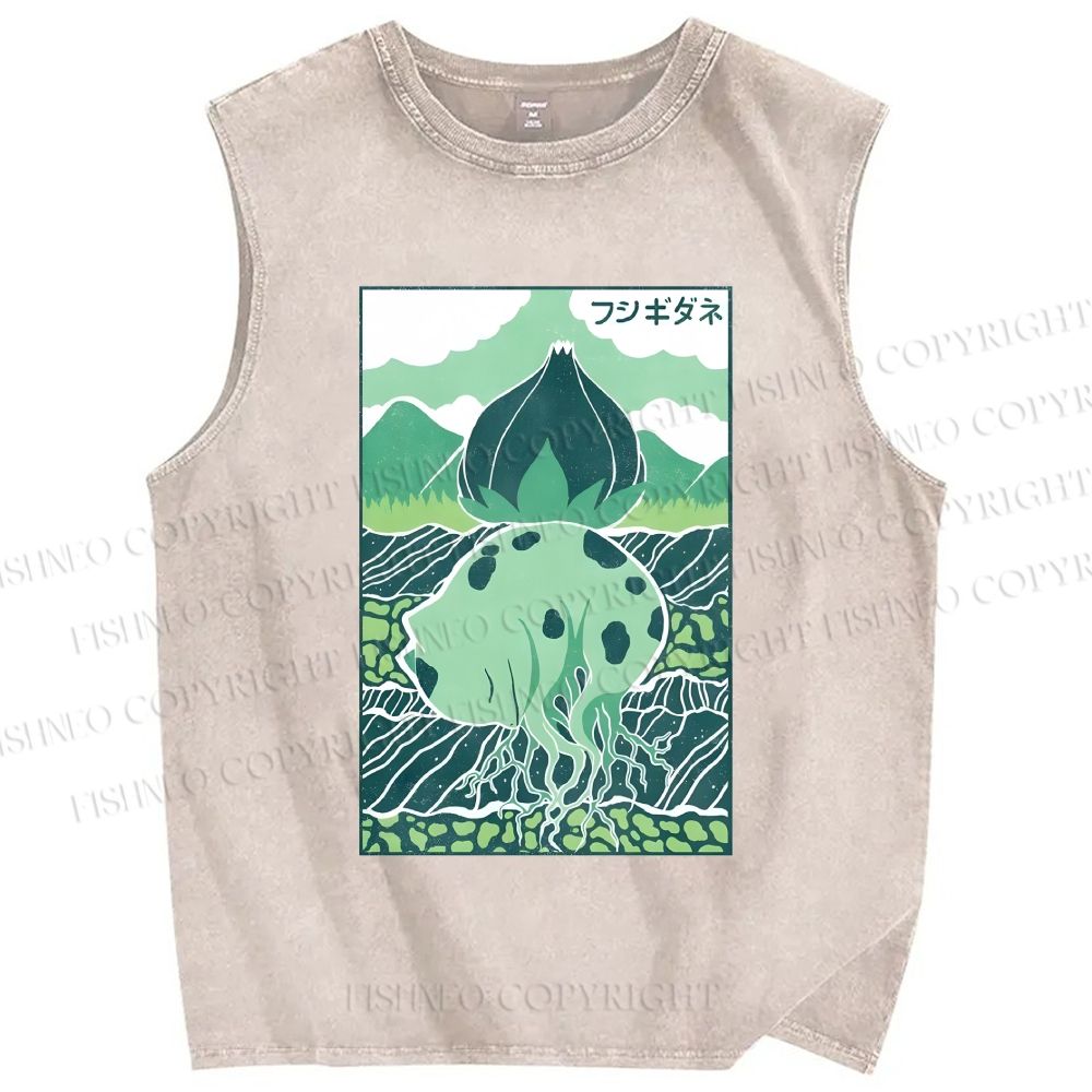 Unisex Camiseta Bulbasaur Printed Washed Tank Top