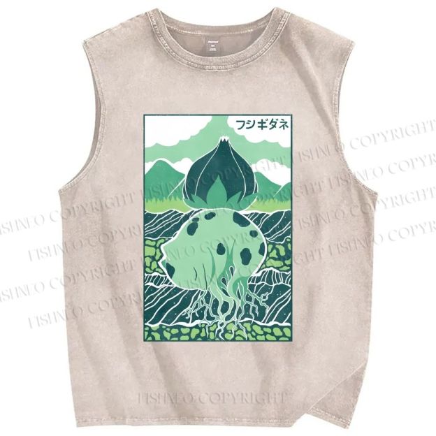 Unisex Camiseta Bulbasaur Printed Washed Tank Top