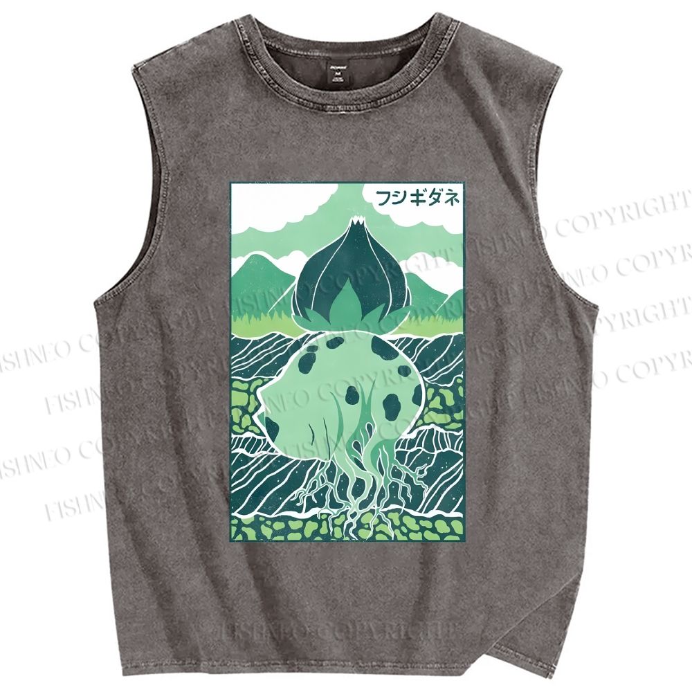Unisex Camiseta Bulbasaur Printed Washed Tank Top
