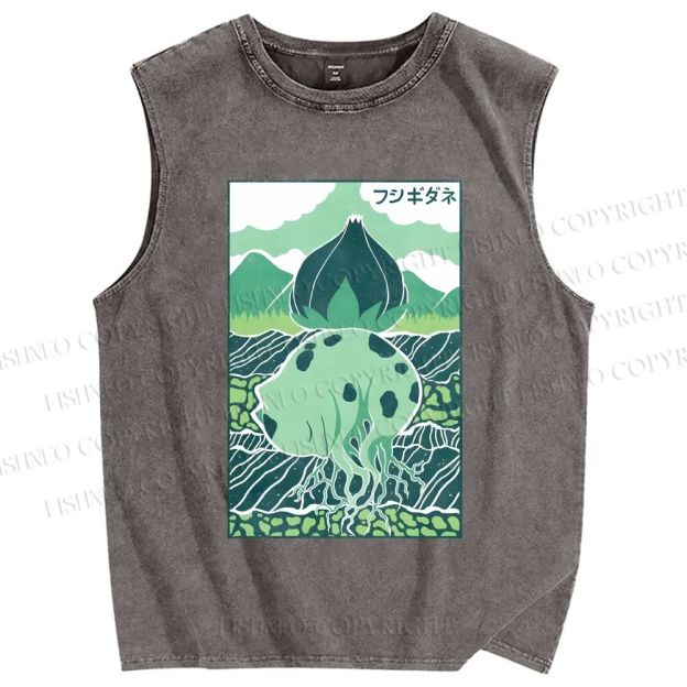 Unisex Camiseta Bulbasaur Printed Washed Tank Top