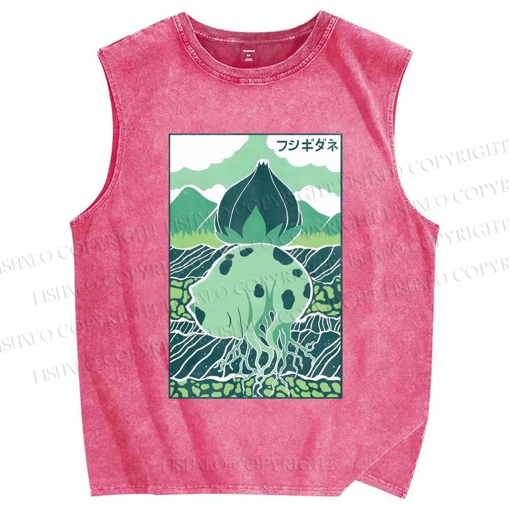 Unisex Camiseta Bulbasaur Printed Washed Tank Top