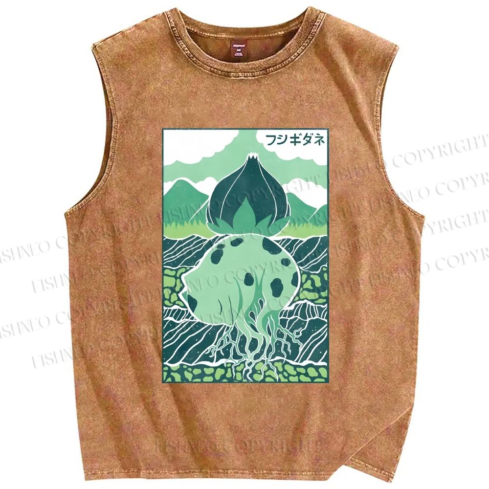 Unisex Camiseta Bulbasaur Printed Washed Tank Top