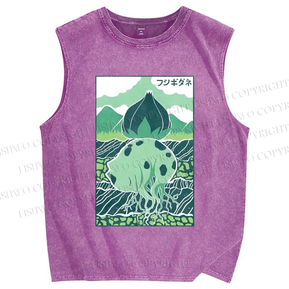 Unisex Camiseta Bulbasaur Printed Washed Tank Top