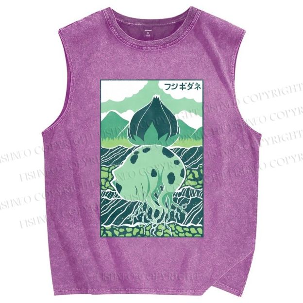 Unisex Camiseta Bulbasaur Printed Washed Tank Top