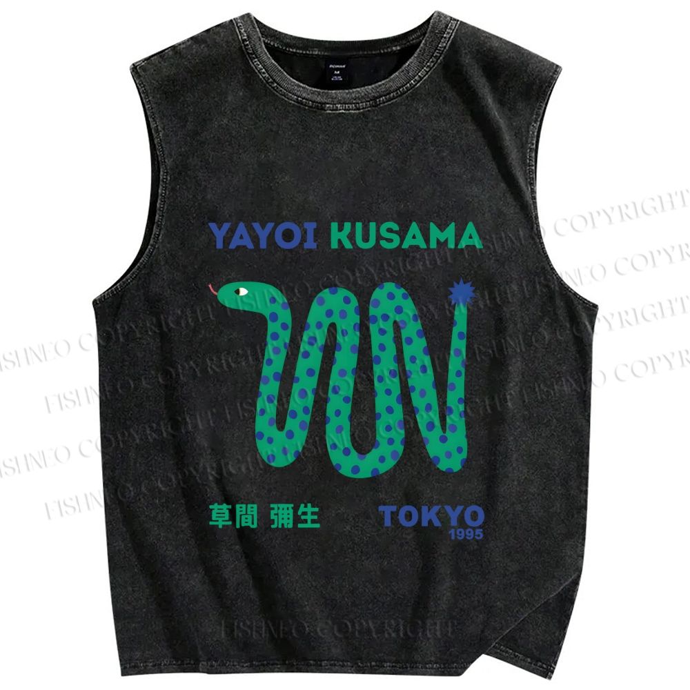 Unisex Yayoi Kusama Snake Printed Washed Tank Top 2606006886