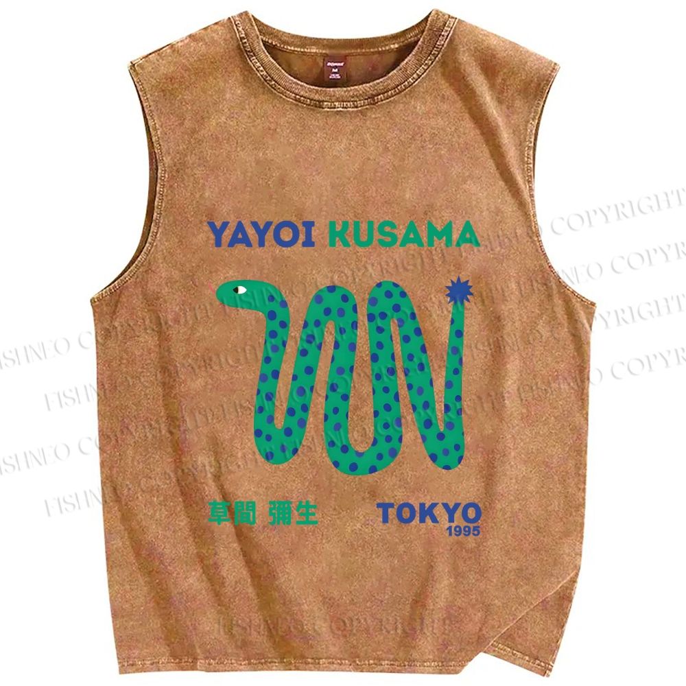 Unisex Yayoi Kusama Snake Printed Washed Tank Top 2606006886