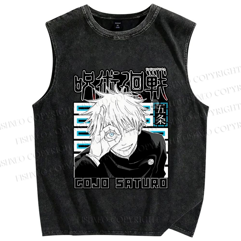 Unisex Jujutsu Kaisen Printed Washed Tank Top