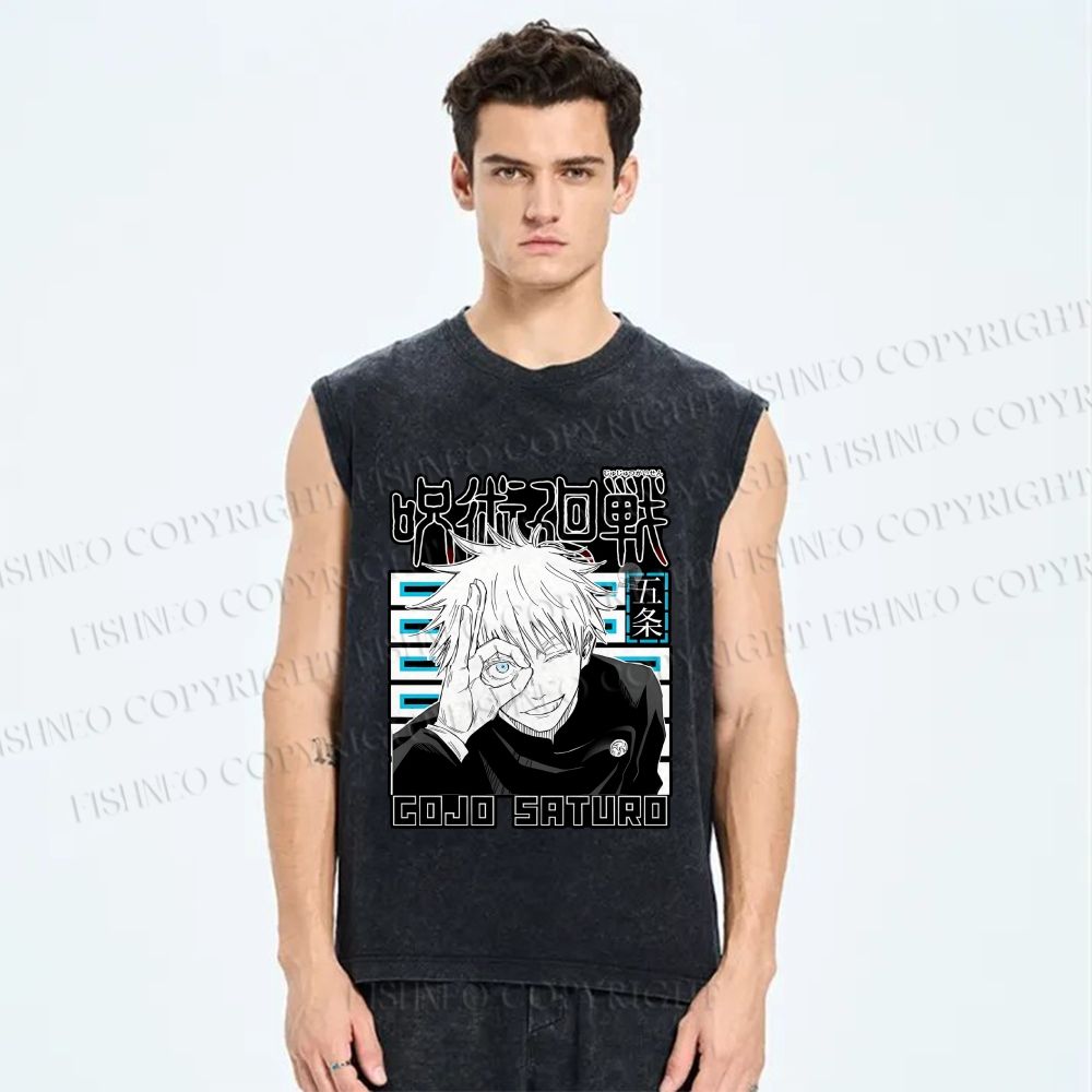 Unisex Jujutsu Kaisen Printed Washed Tank Top