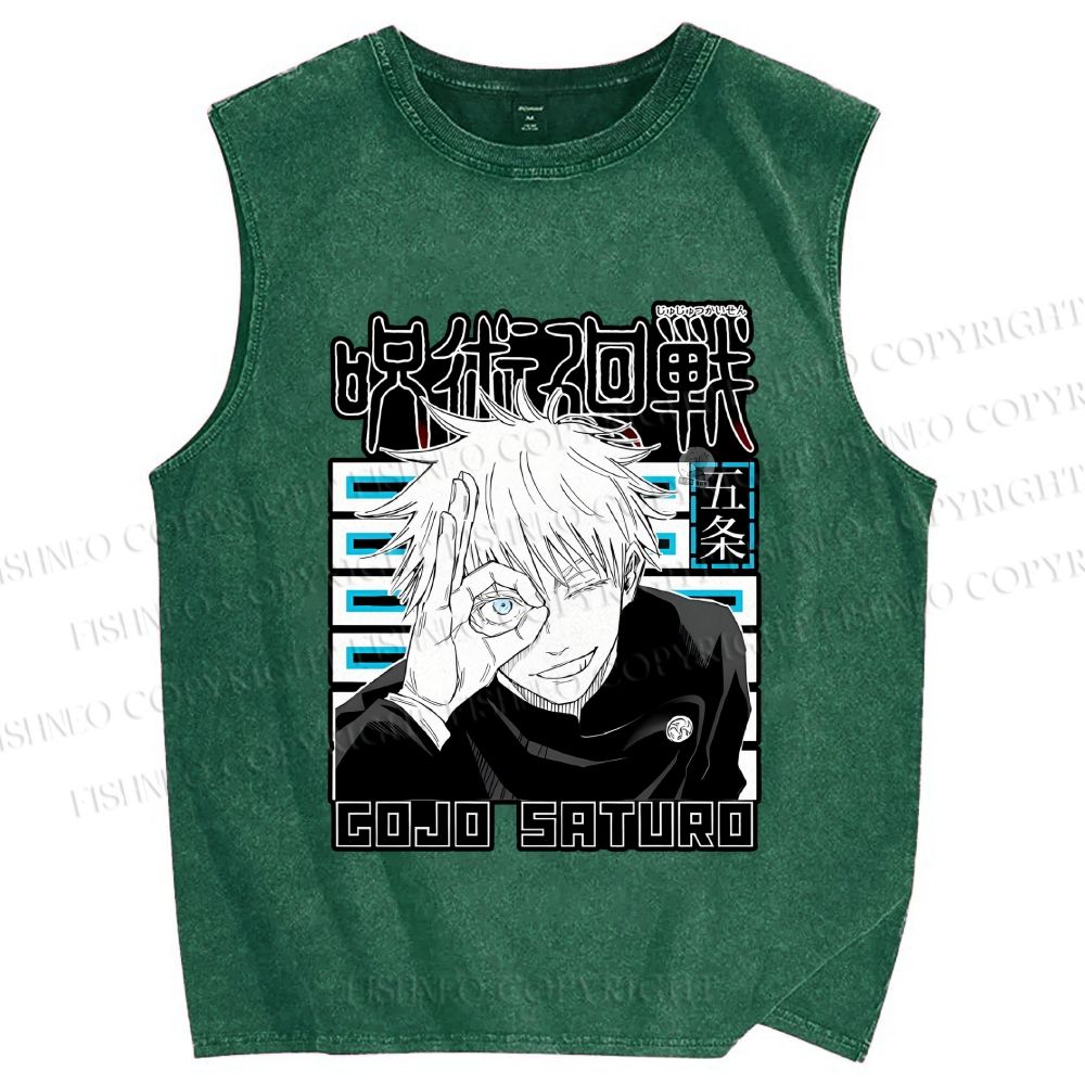 Unisex Jujutsu Kaisen Printed Washed Tank Top