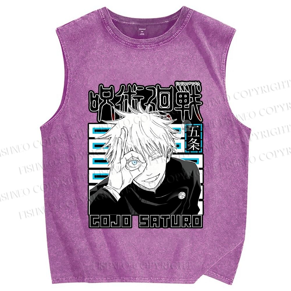 Unisex Jujutsu Kaisen Printed Washed Tank Top
