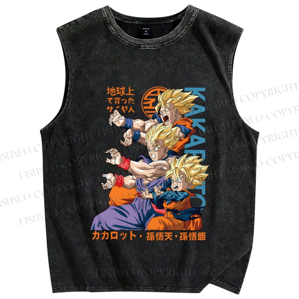 Unisex Dragon Ball Goku Printed Washed Tank Top