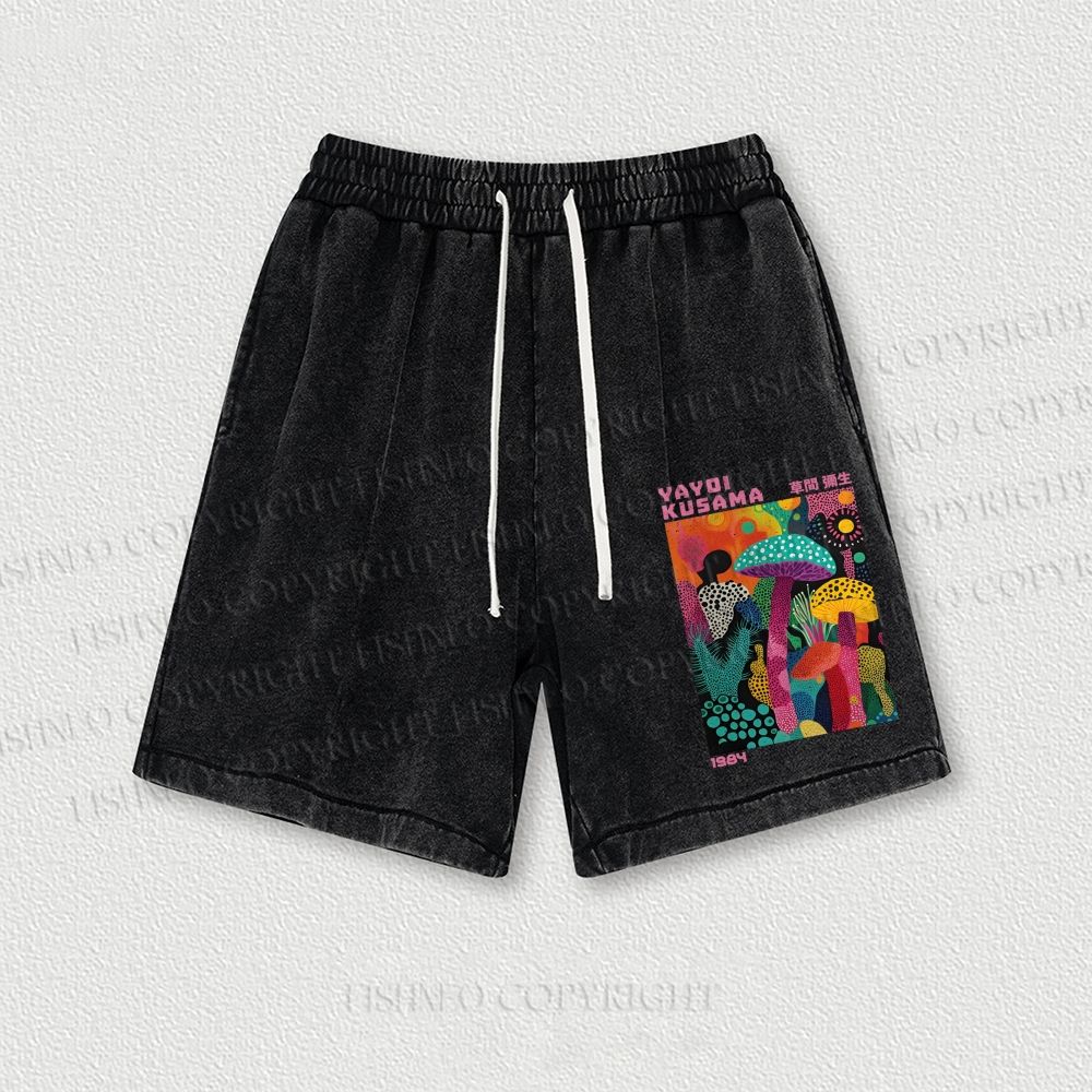 Yayoi Kusama Multicolor Mushroom Washed Vintage Shorts