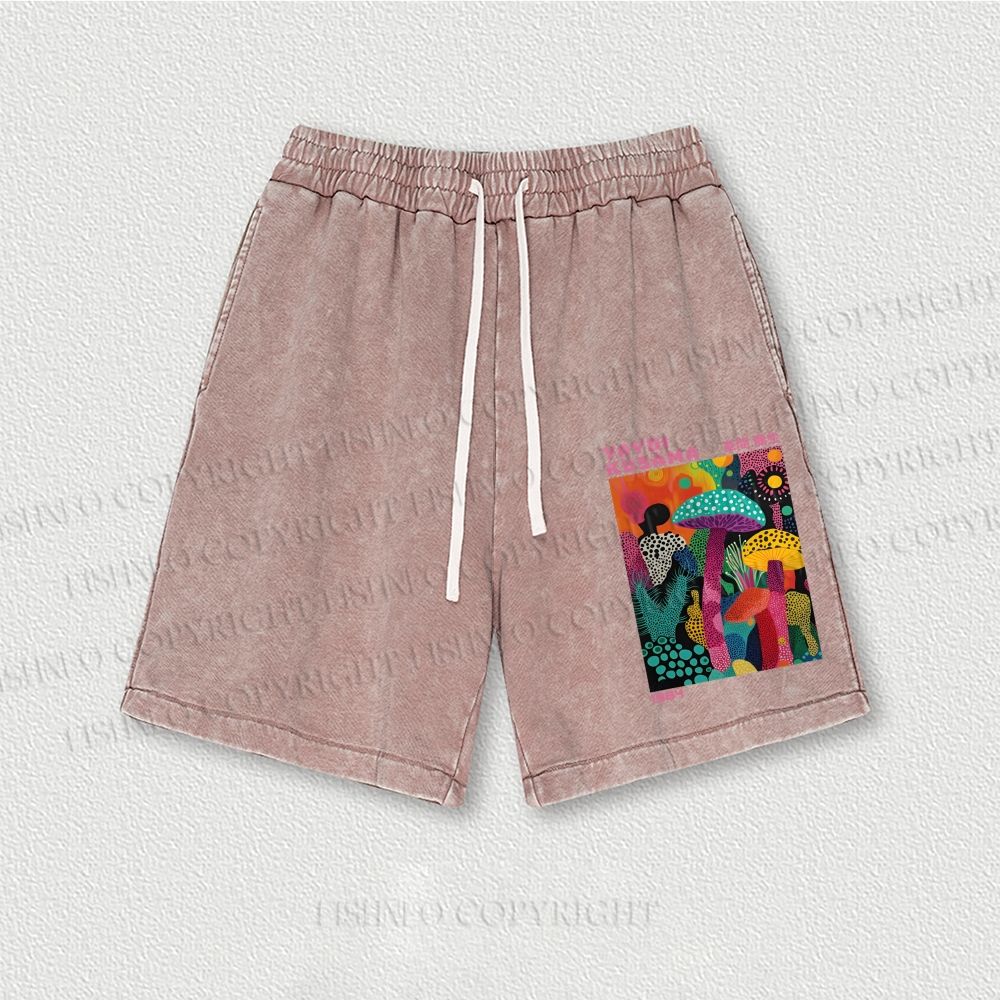 Yayoi Kusama Multicolor Mushroom Washed Vintage Shorts