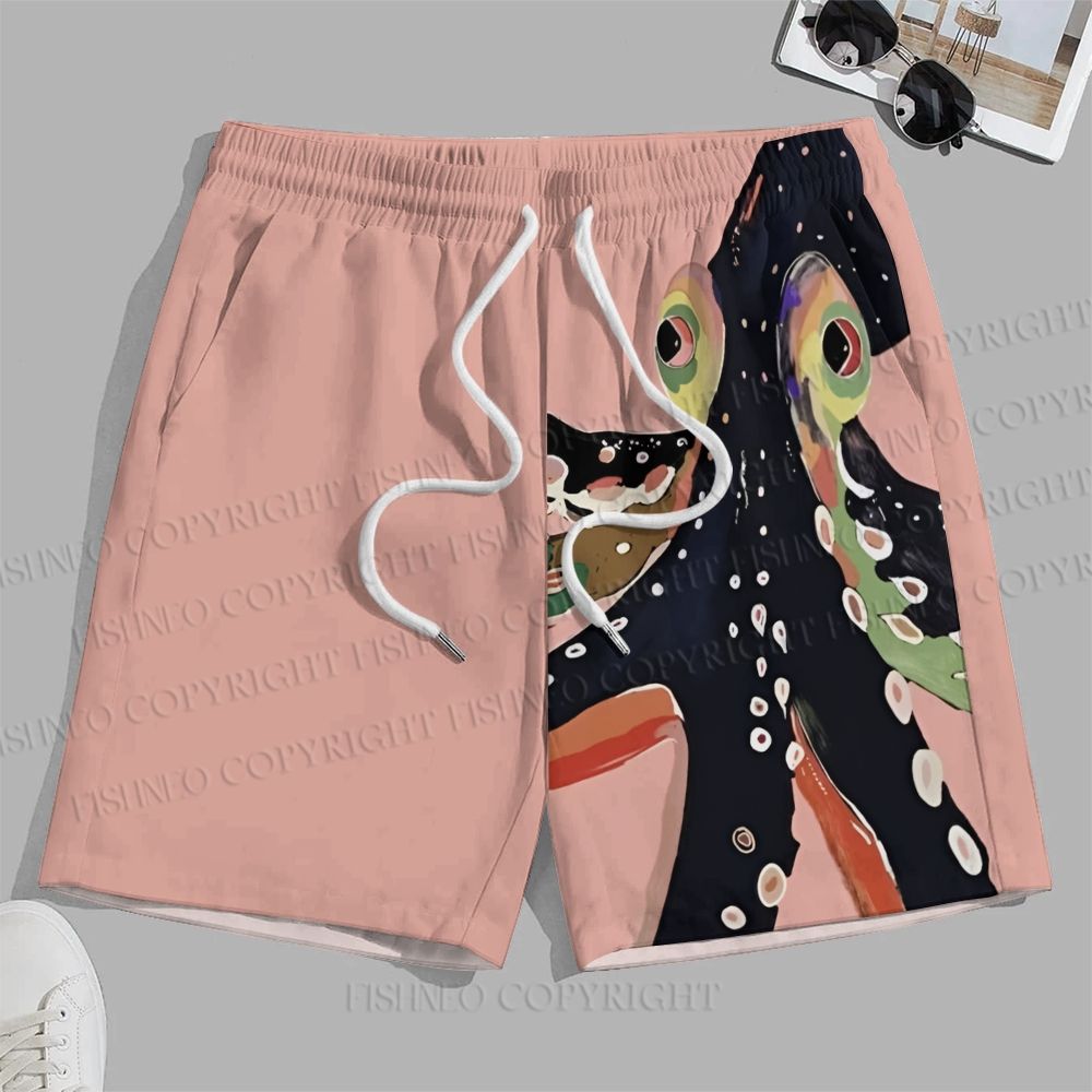 Men's Octopus Printed Casual Beach Plus Size Shorts