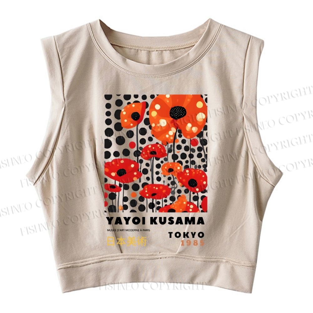 Yayoi Kusama Flower Sleeveless Crop Tops