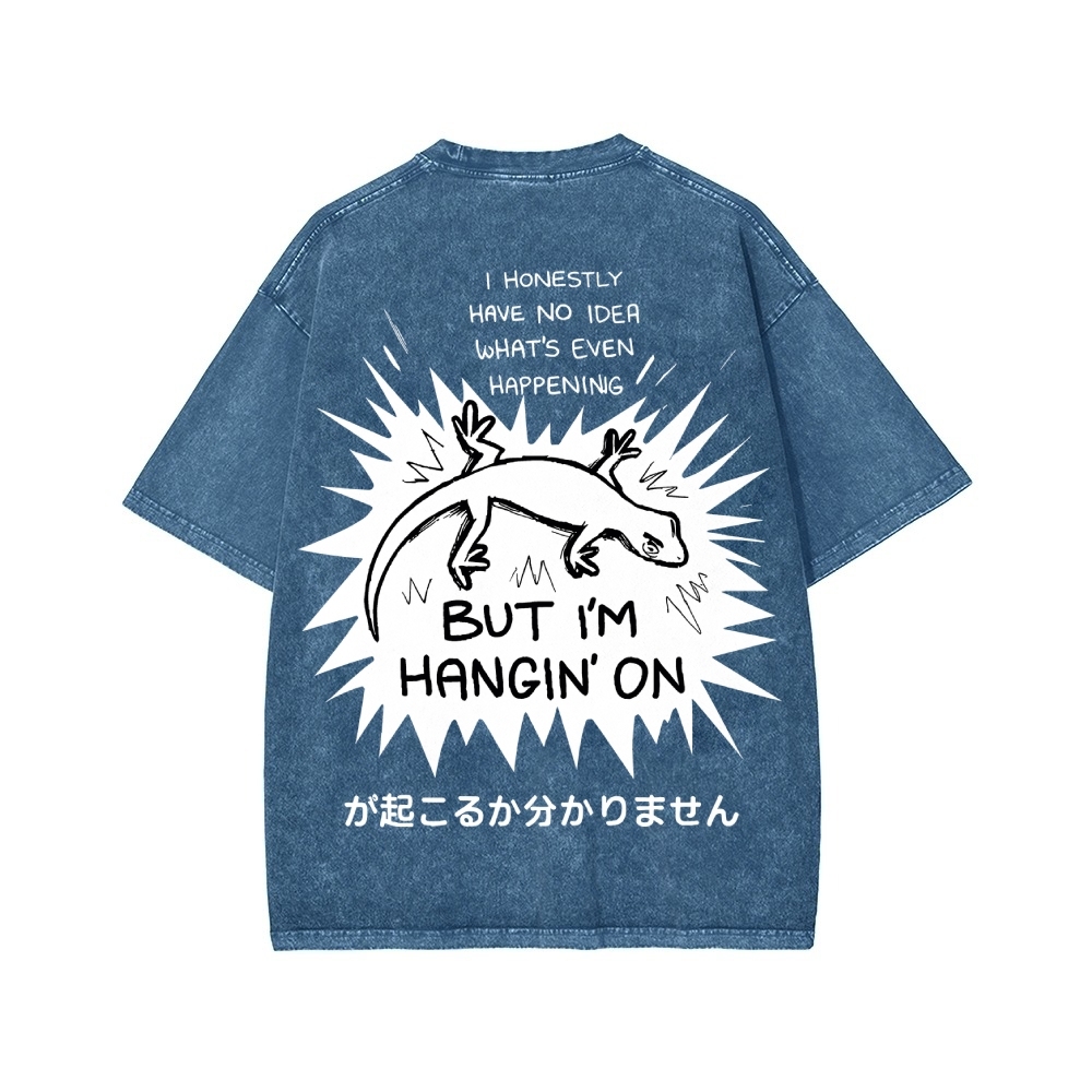 Gecko Vintage Wash Japanese Design Back Art T-Shirt