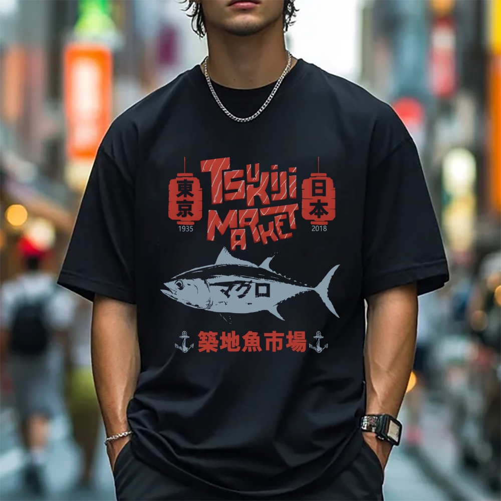 Tokyo Tsukiji Fish Market Cotton casual T-shirt