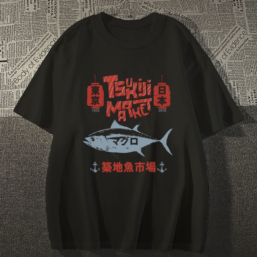 Tokyo Tsukiji Fish Market Cotton casual T-shirt
