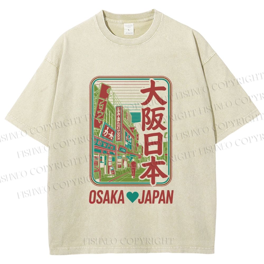 Unisex Osaka Flag Posters Printed Washed Tee