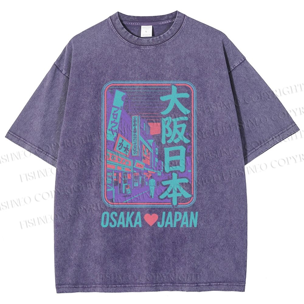 Unisex Osaka Flag Posters Printed Washed Tee