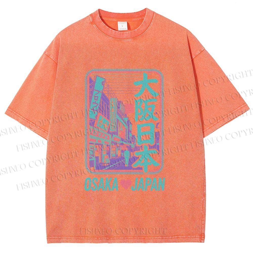 Unisex Osaka Flag Posters Printed Washed Tee