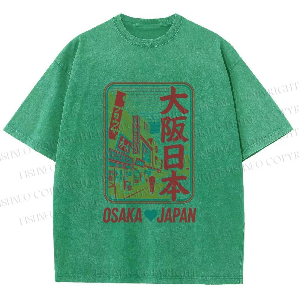 Unisex Osaka Flag Posters Printed Washed Tee