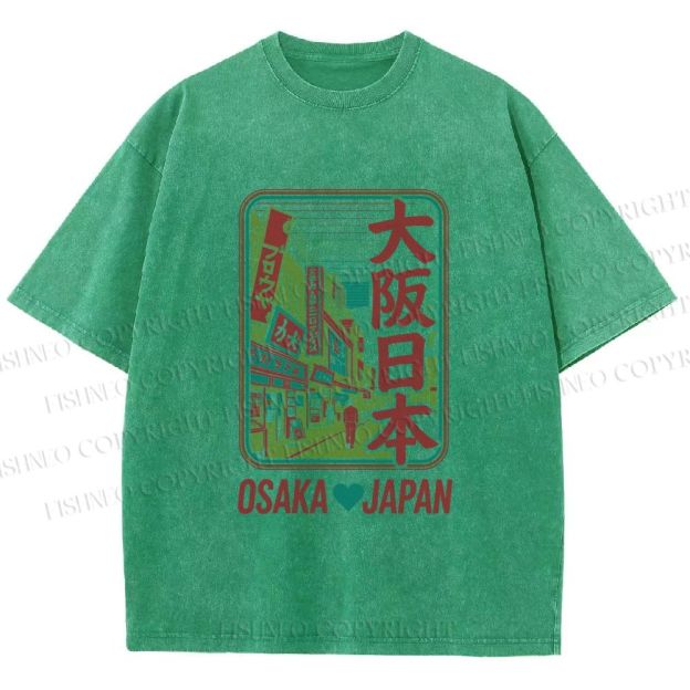 Unisex Osaka Flag Posters Printed Washed Tee