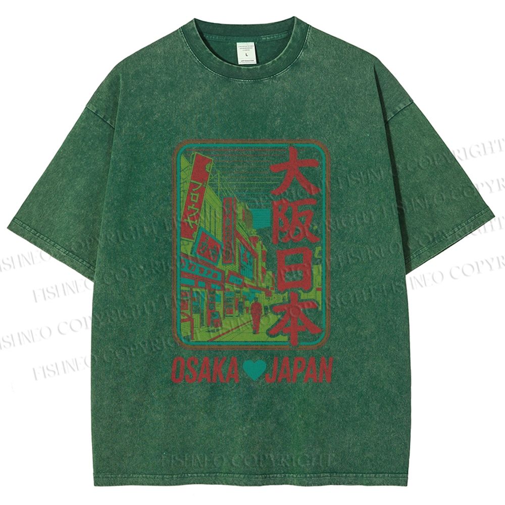 Unisex Osaka Flag Posters Printed Washed Tee