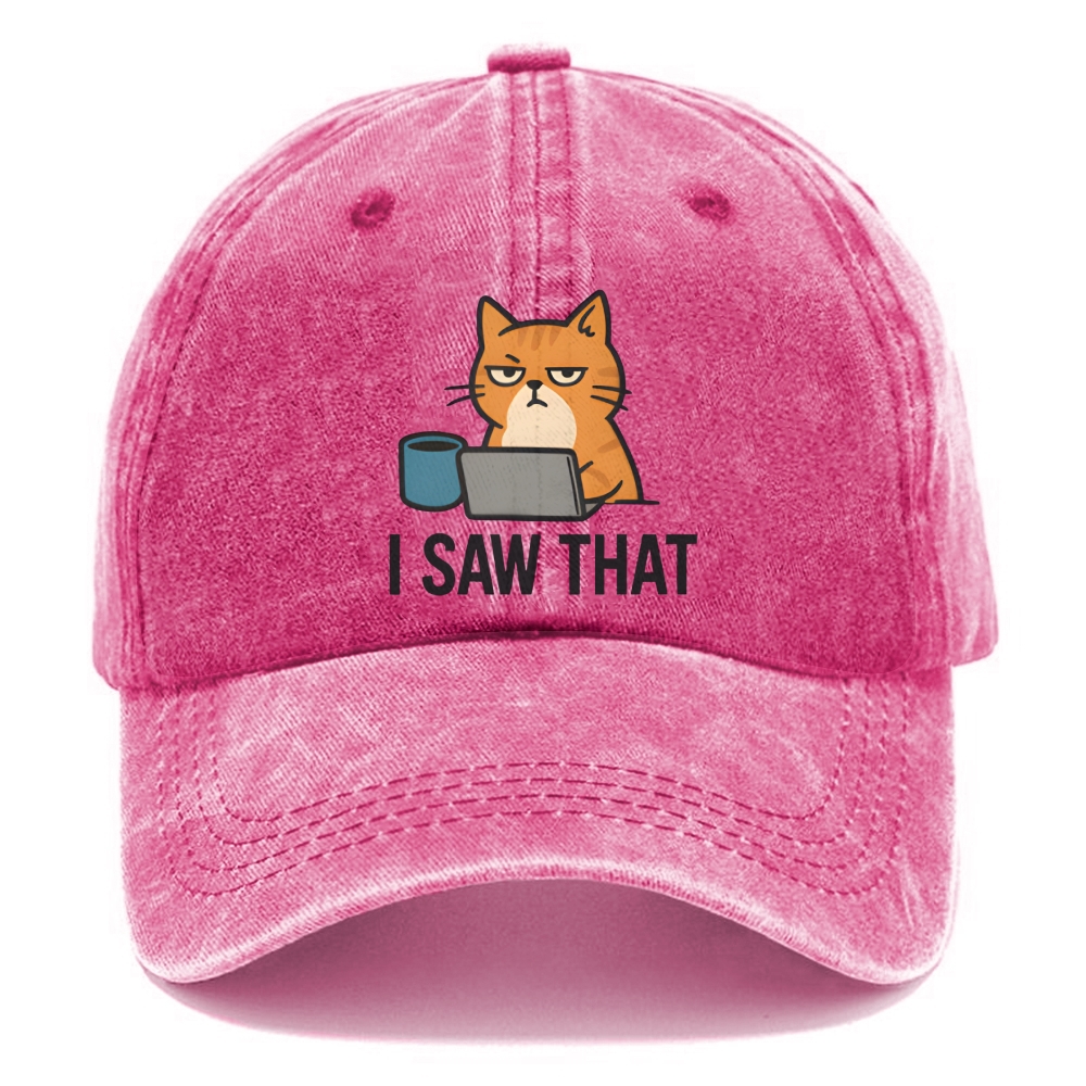 Cat with one eye open judging you - I SAW THAT - nothing escapes notice Washed Cap