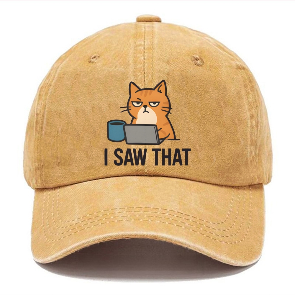 Cat with one eye open judging you - I SAW THAT - nothing escapes notice Washed Cap