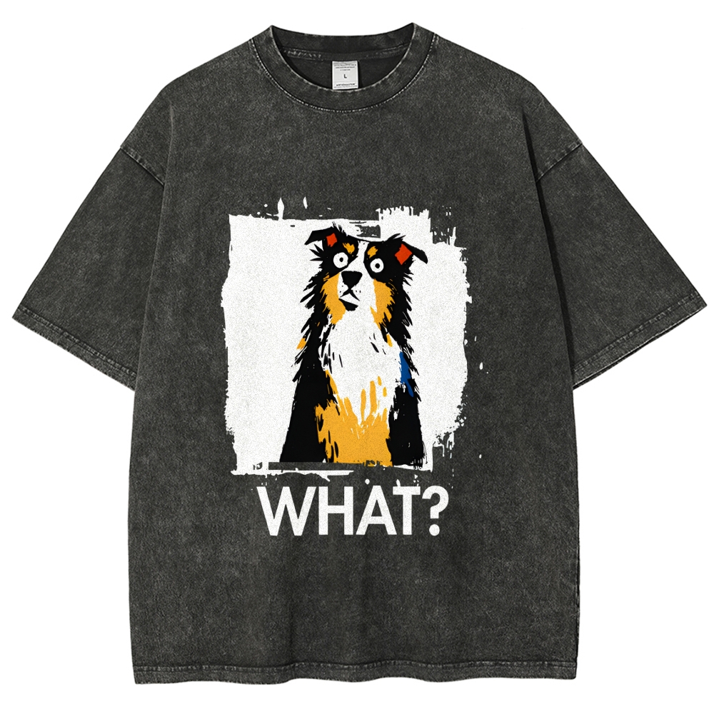 Unisex Australian Shepherd What Dog Printed Washed Tee
