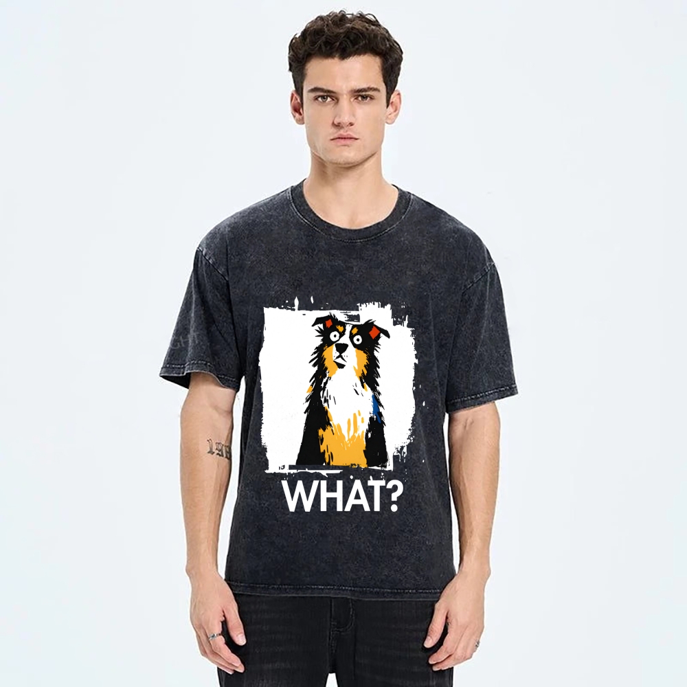 Unisex Australian Shepherd What Dog Printed Washed Tee