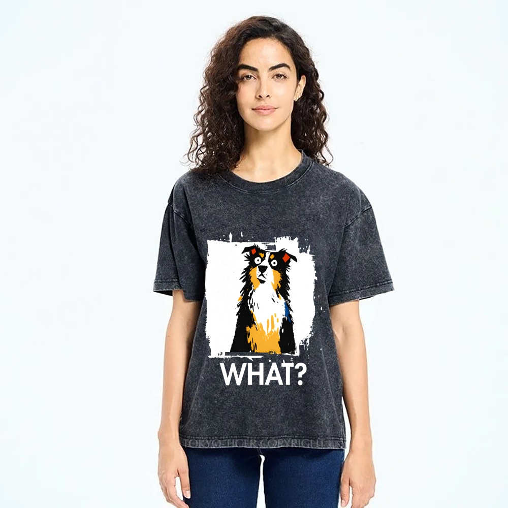 Unisex Australian Shepherd What Dog Printed Washed Tee