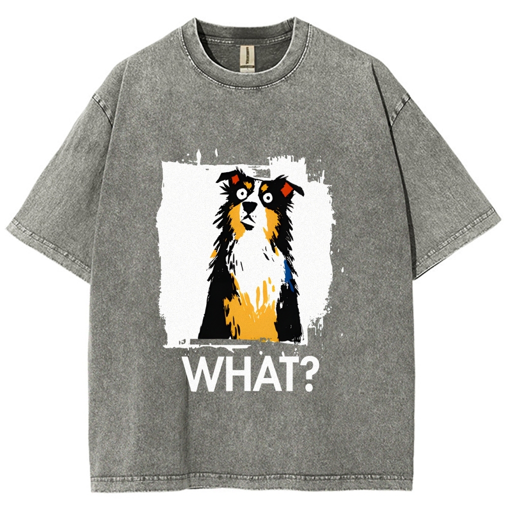 Unisex Australian Shepherd What Dog Printed Washed Tee