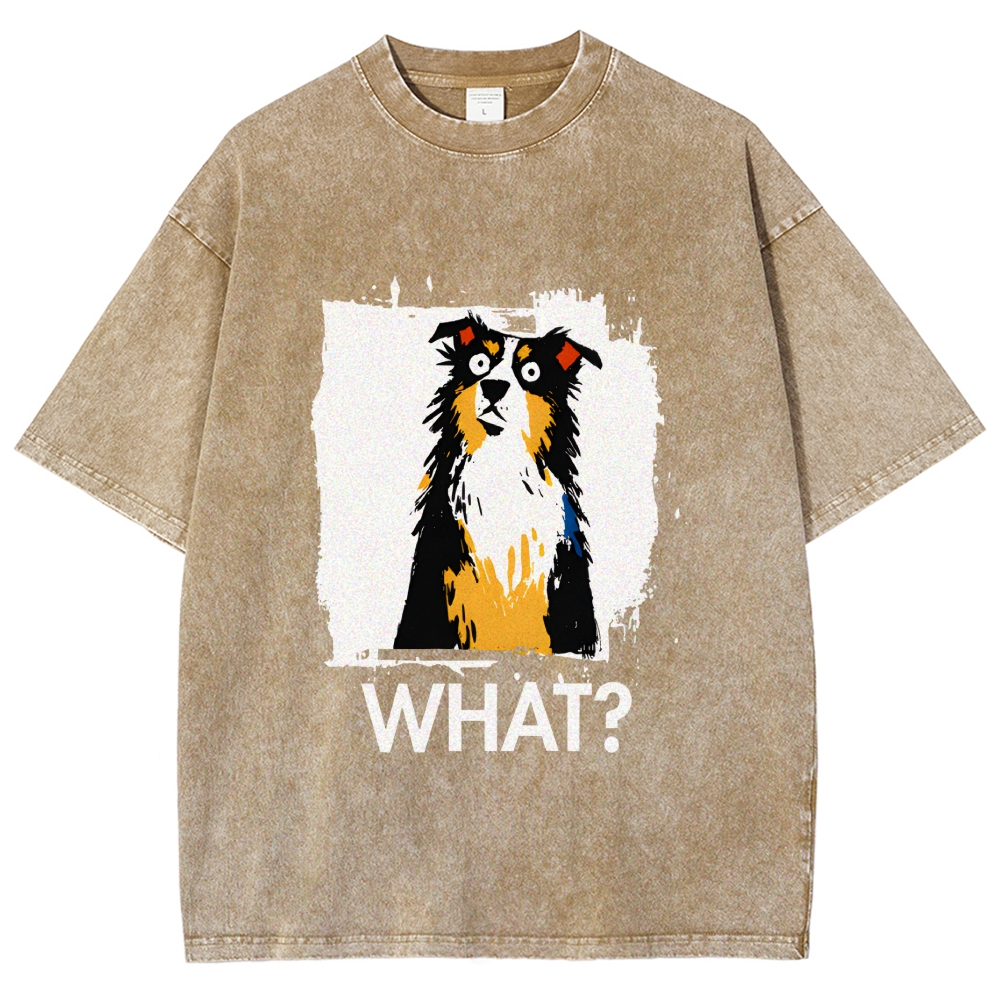 Unisex Australian Shepherd What Dog Printed Washed Tee