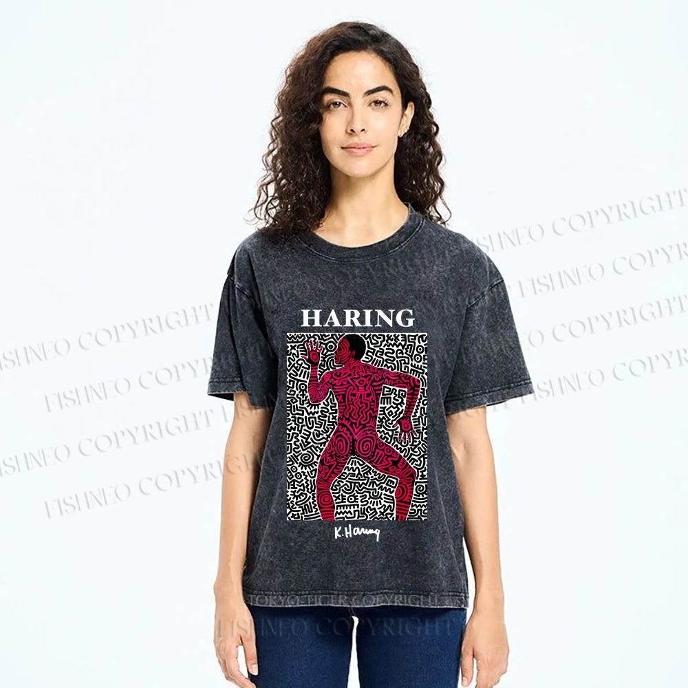 Unisex Keith Haring Into 1984 Printed Washed Tee