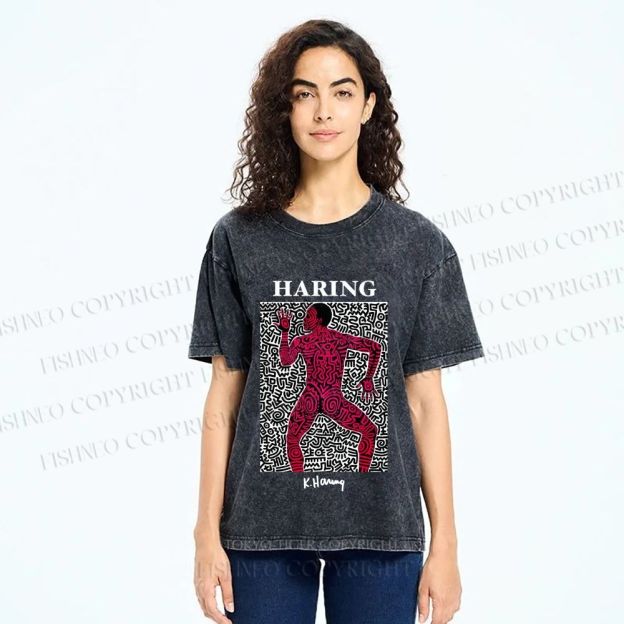 Unisex Keith Haring Into 1984 Printed Washed Tee