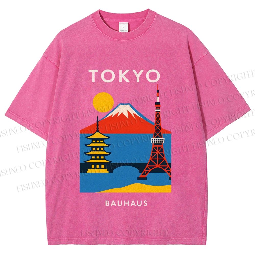 Unisex Tokyo Bauhaus Printed Washed Tee